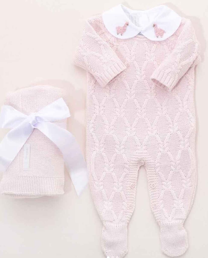 kit saida maternidade feminina rosa luxo tricot