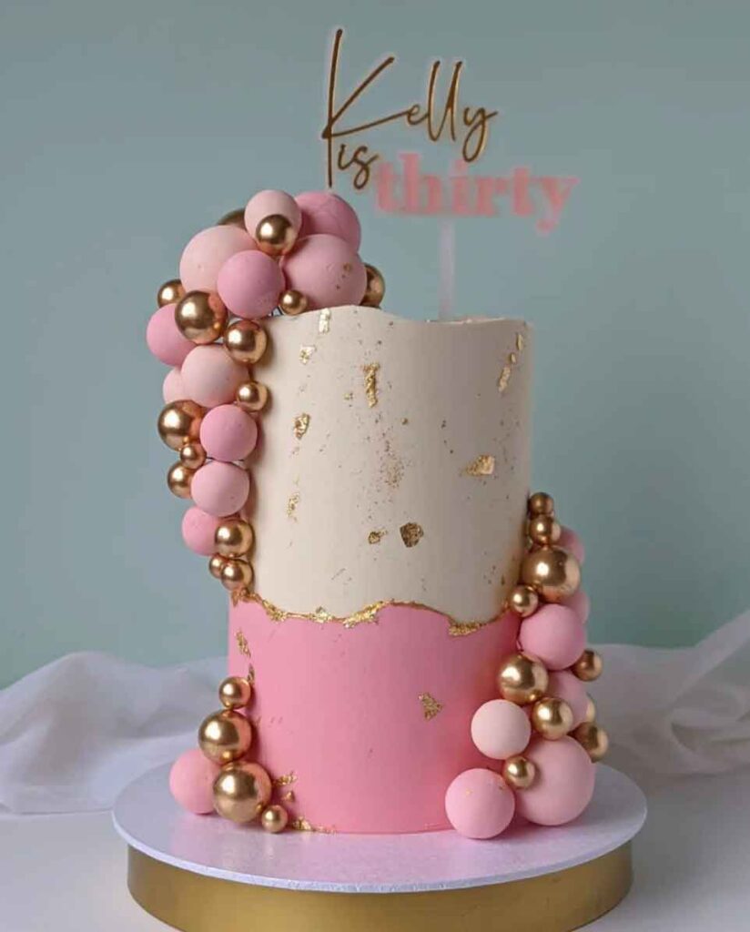 bolo feminino rosa gold com dourado