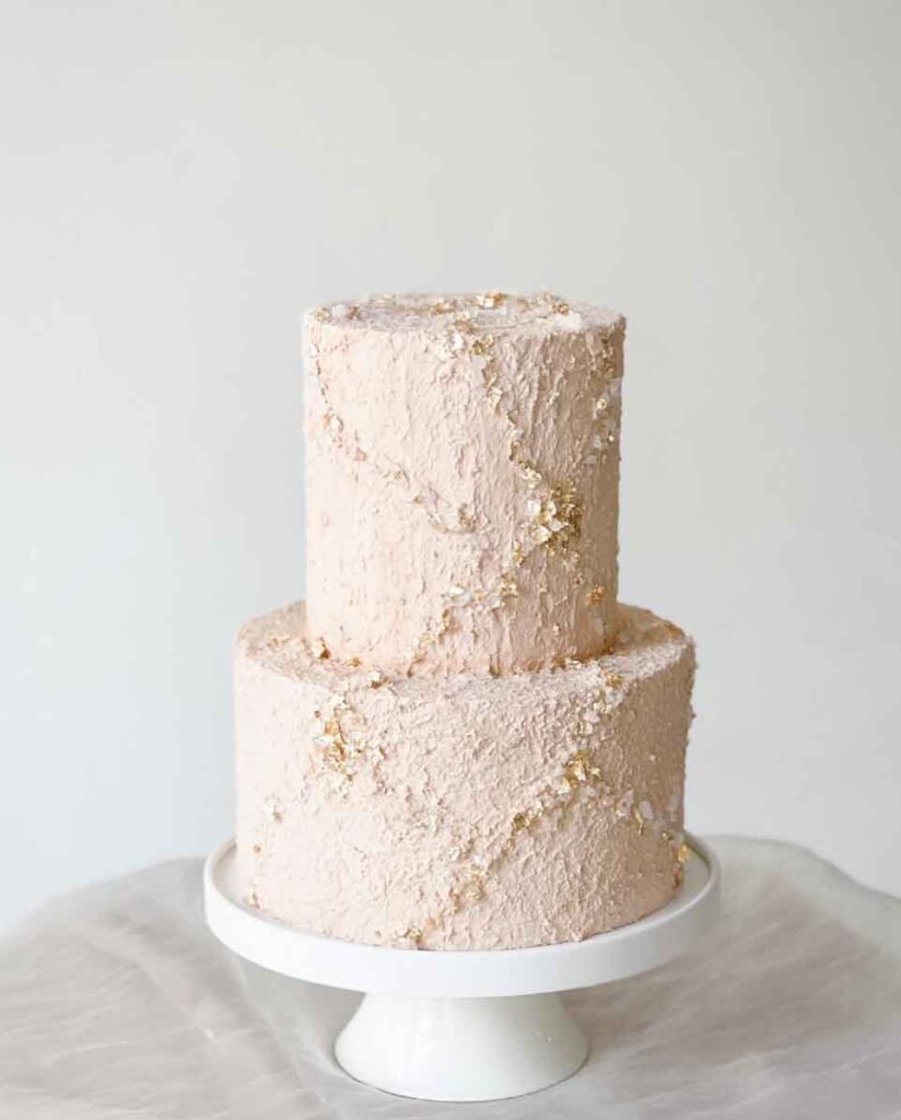 bolo moderno feminino rosa om dourado dois andares